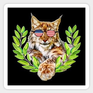 The usa lynx cat in freedom a wild cat in satisfaction Magnet